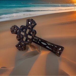 Nakkashi Natural Brown Color Wooden Handcrafted Decorative Cross